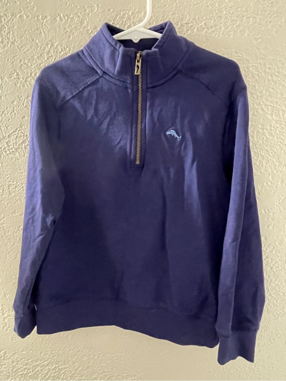 Tommy Bahama Navy Blue Quarter-Zip Sweatshirt with Light Blue Logo Size 5-6